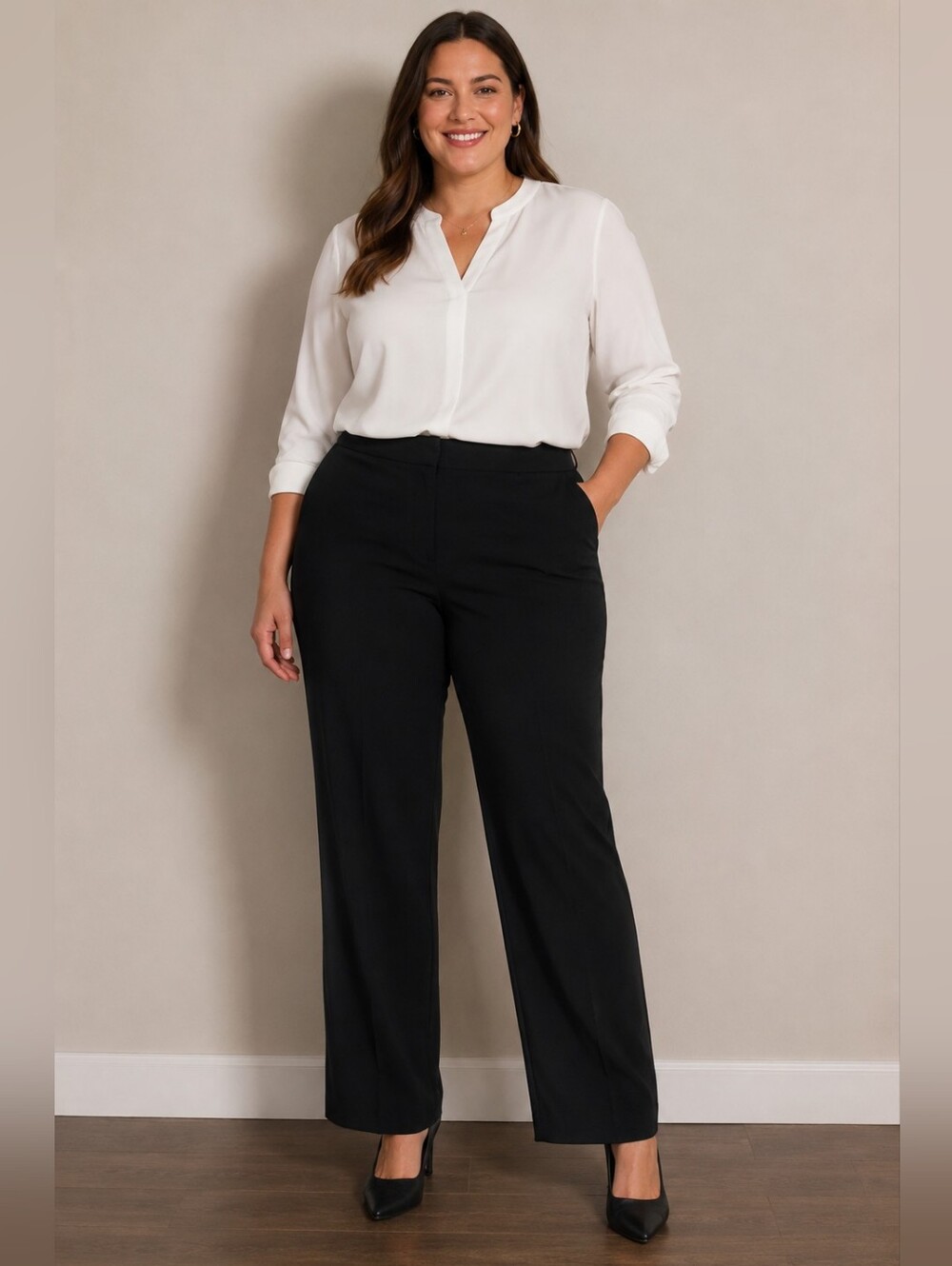 Emma James Women's Black Pants Plus Size 14